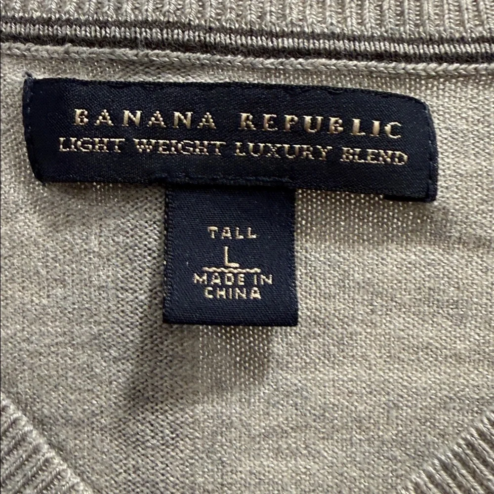 Banana Republic Men's Silk Cotton Cashmere Classy Stylish V-Neck Sweater Size L